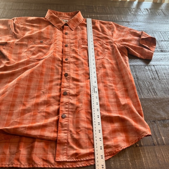 Orvis Men's Short Sleeve Tech Shirt XL Orange Plaid Quick Dry UPF30+ Polyester - Picture 3 of 13